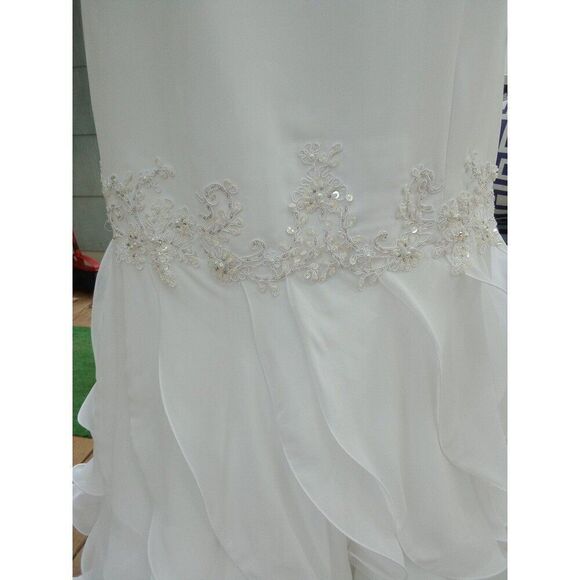 Sz 6 Wedding Dress Gown Eden Bridal #1400 Waterfall Chiffon Ruffled Fit & Flare - Picture 2 of 11
